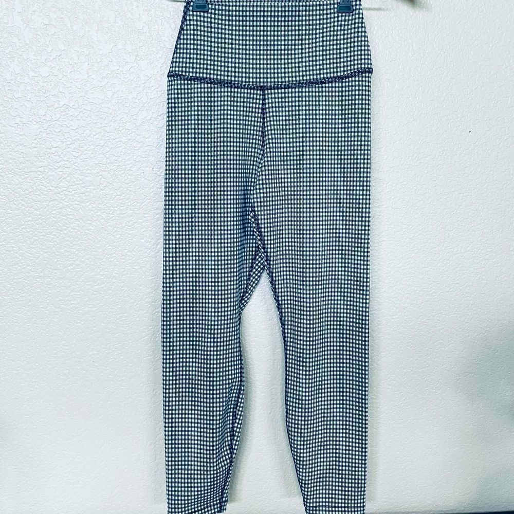 Nike Dri-Fit Black White Plaid Checkered Leggings S
